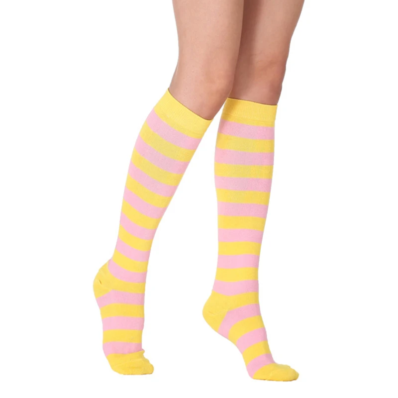 1 pair of middle tube and knee half female stripes are equally sized student dance socks