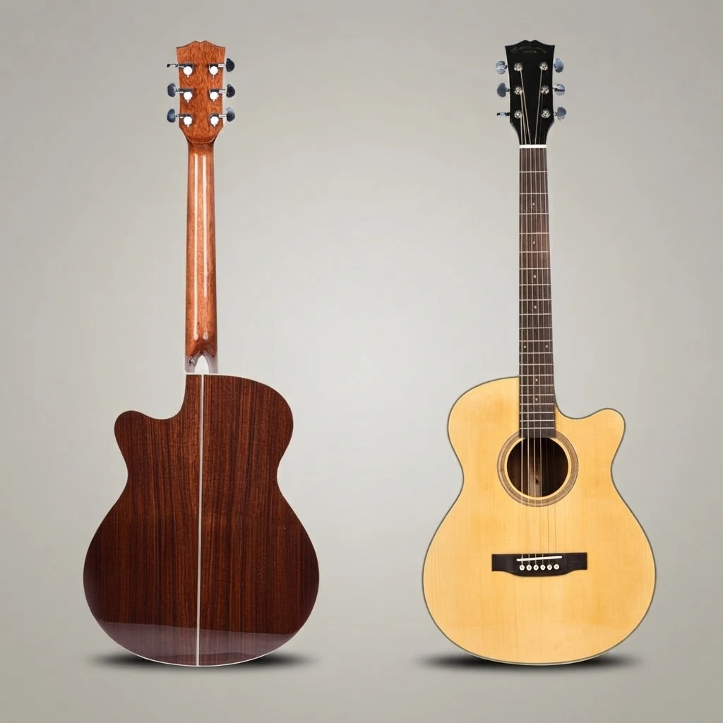 GA‑Shape Cutaway Acoustic Folk Guitar,Solid Spruce Top,Rosewood Fretboard,Gloss Coated, Options For Beginner Guitar Learners