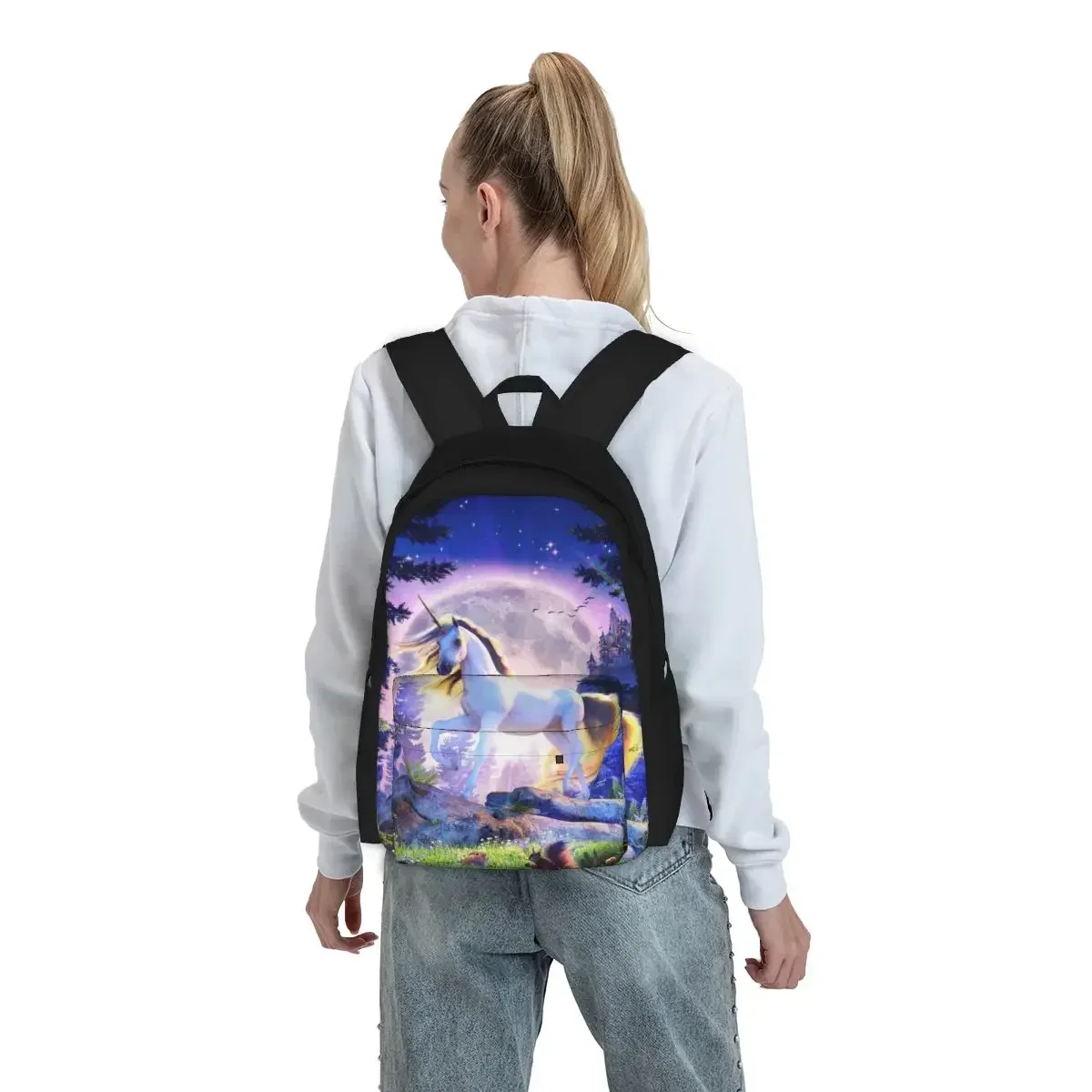 Moonlight Unicorn Backpacks Boys Girls Bookbag Students School Bags Cartoon Kids Rucksack Travel Rucksack Shoulder Bag