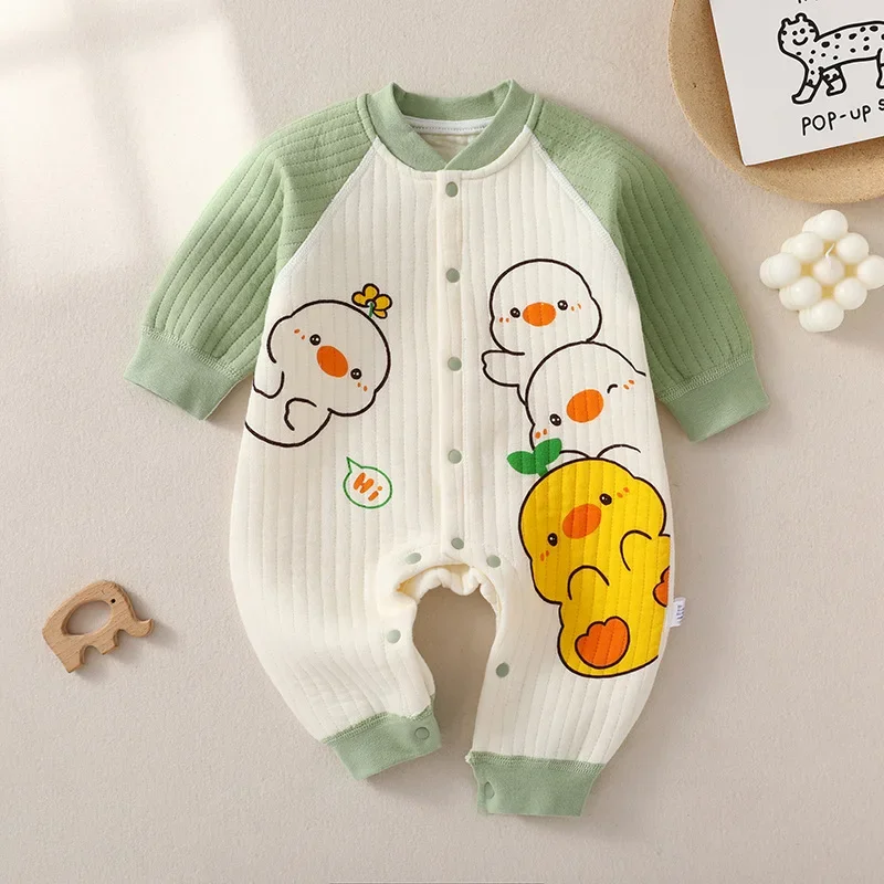 Baby Girls Clothes  Warm One-piece Clothespin Cotton Underwear Newborn Clothes Spring and Autumn Korean Reviews Many Clothes