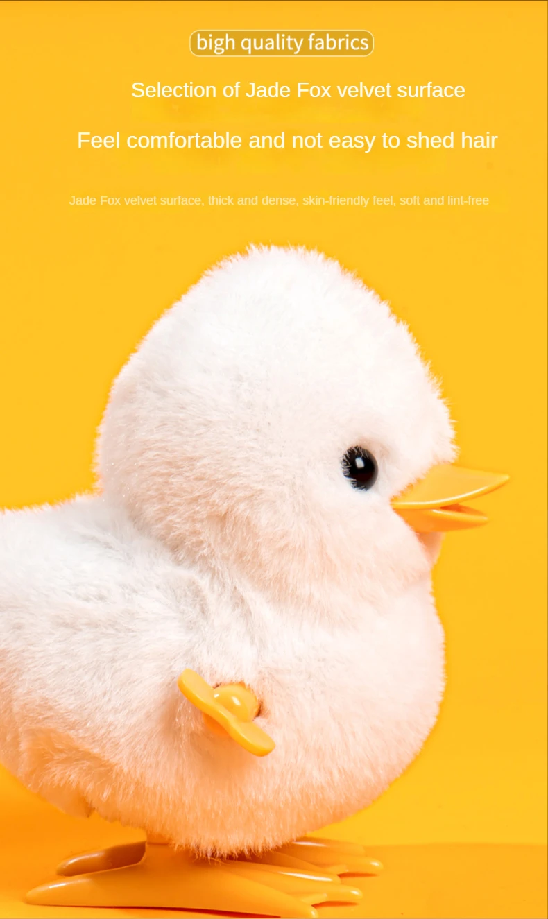 Yellow Jumping Chicken Clockwork Toy Walking Simulation Plush Wind Up Vintage Toys for Kids 2 to 4 Years Old Toys Gift