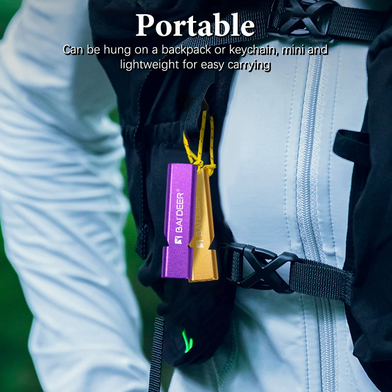1 Pcs Multifunction Survival Whistle, Aluminum Alloy Double Pipe Keychain With Rope For utdoor Emergency