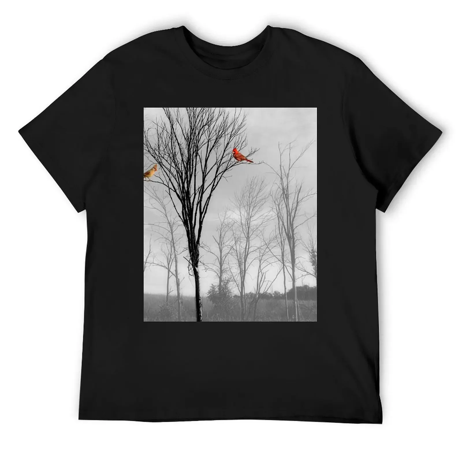 Red Birds Cardinal Tree A112 T-Shirt kawaii clothes boys animal print Men's t-shirt