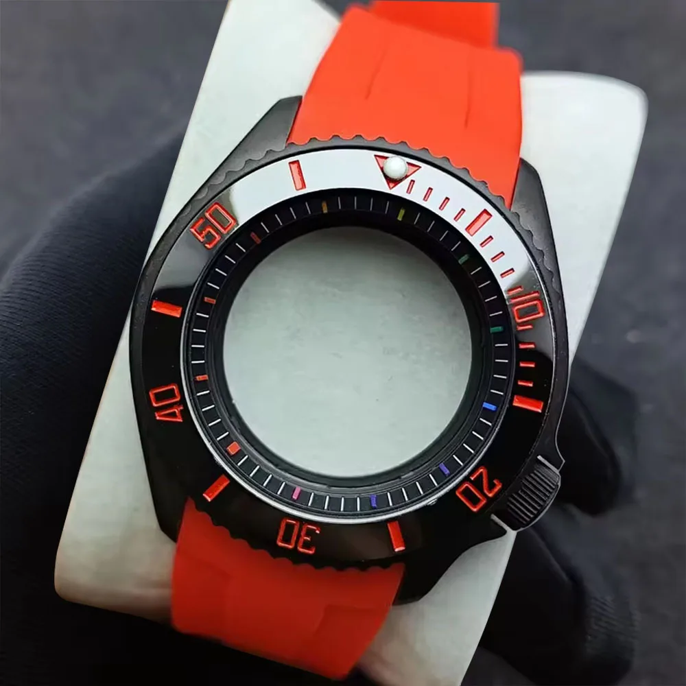 42mm SKX007 Watch Case Steel Black Matte Waterproof With Sapphire Crystal For NH35 NH36 Movement 28.5mm Dial Mods