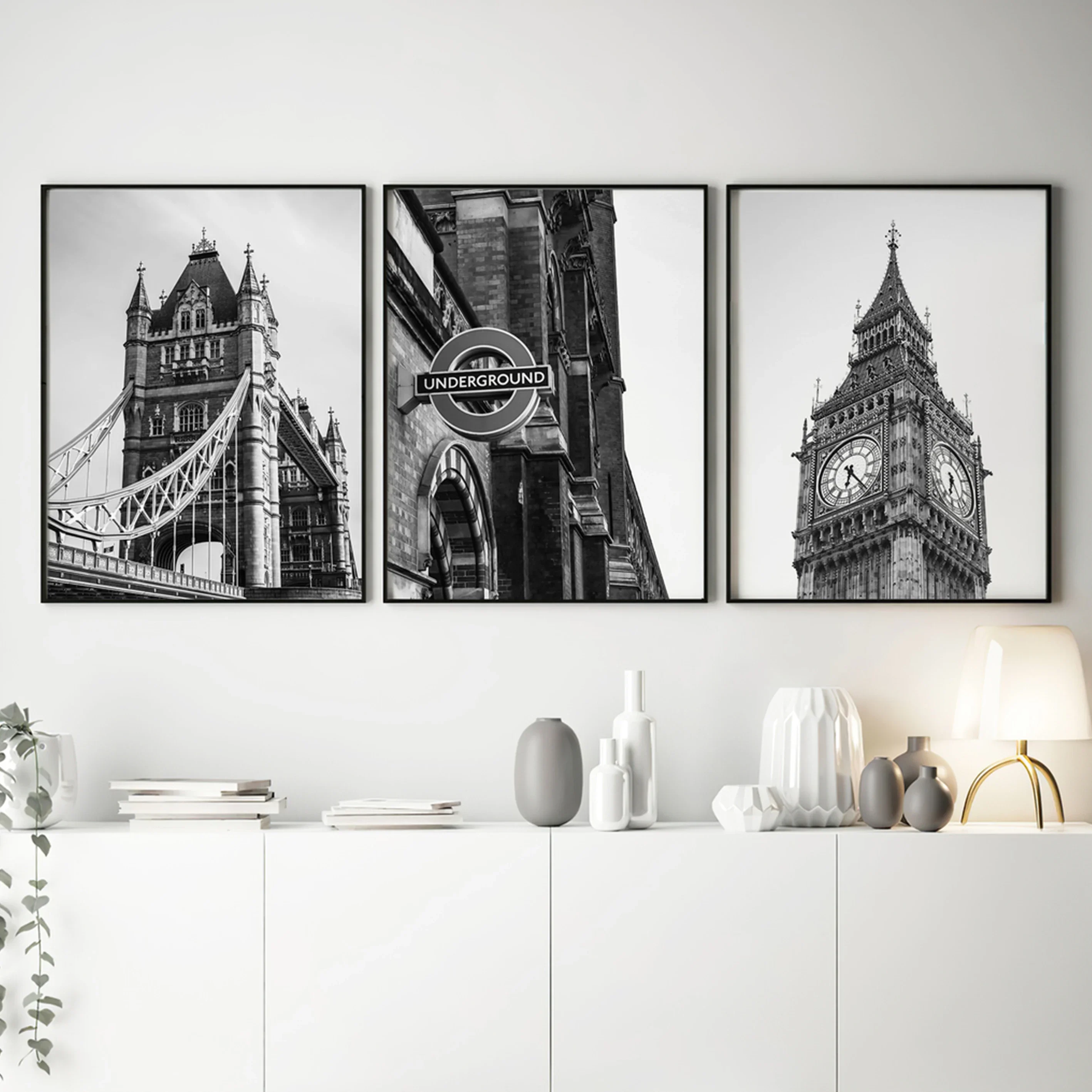 Classic Retro Wall Art Black and White Fashion London Bridge Train HD Canvas Print Poster Home Living Room Bedroom Decoration