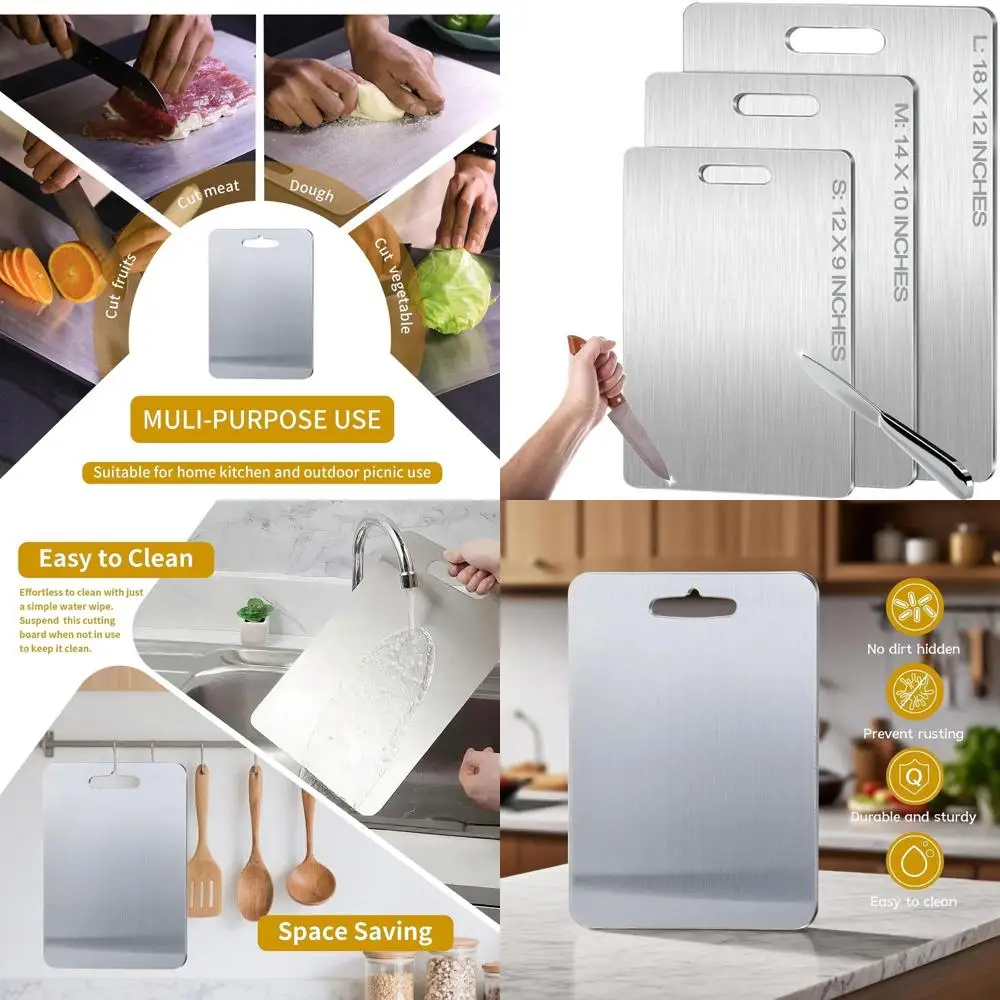 

18x12 Inch Pure Titanium Kitchen Cutting Board - Durable, Food-Grade, Hygienic for Meat, Fruit, and Veggie Prep