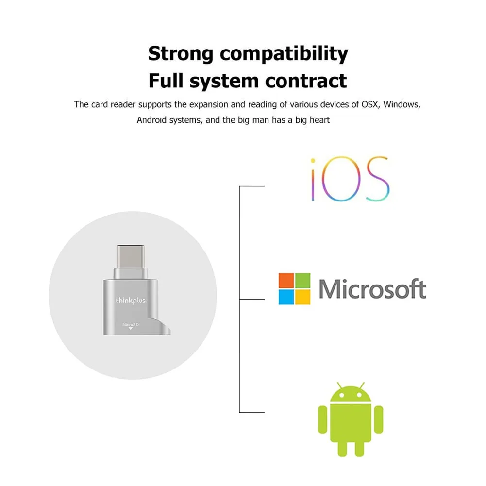 لينوفو ثينك بلس USB C Type-C مايكرو SD قارئ بطاقات بطاقة الذاكرة صغيرة معدنية TranFlash محول TF قارئ بطاقات للهاتف نوع C