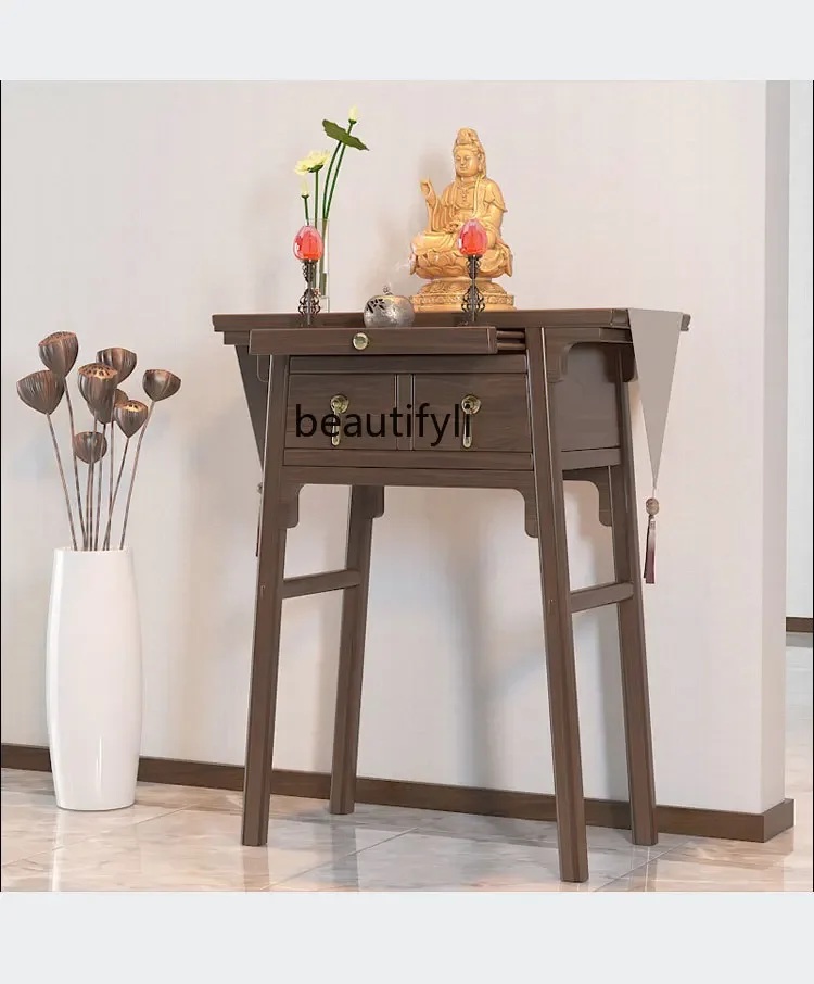 V Buddha Niche New Chinese Style Buddha Shrine Prayer Altar Table Table Solid Wood Altar Altar Incense Burner Table