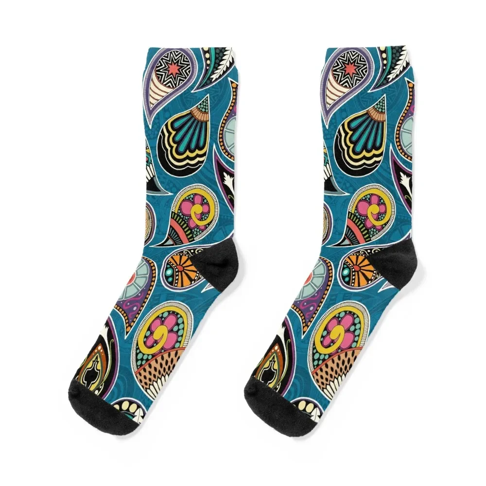 

paisley peacock blue Socks Novelties funny gifts happy Stockings compression Man Socks Women's