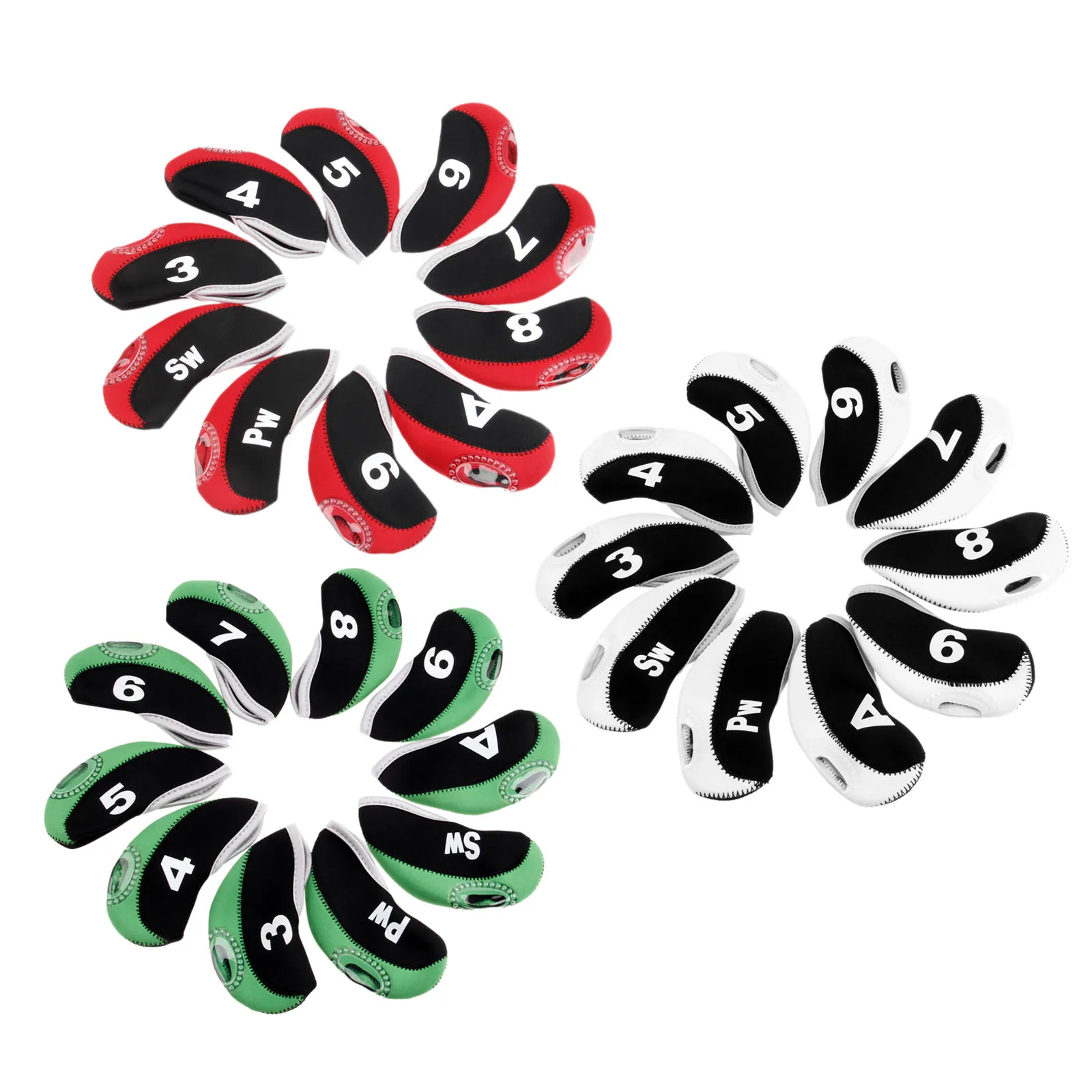 10Pcs Golf Club Iron Head Covers Iron Headcovers Neoprene Transparent Window Golf Club Iron Head Protector Golf Accessories
