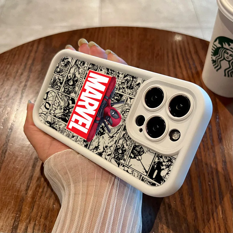 Miękkie silikonowe etui Cartoon Deadpool Spiderman Marvels na iPhone 17 11 15 16 13 Pro Max 14 Plus 12 16 Pro 16E 17AIR