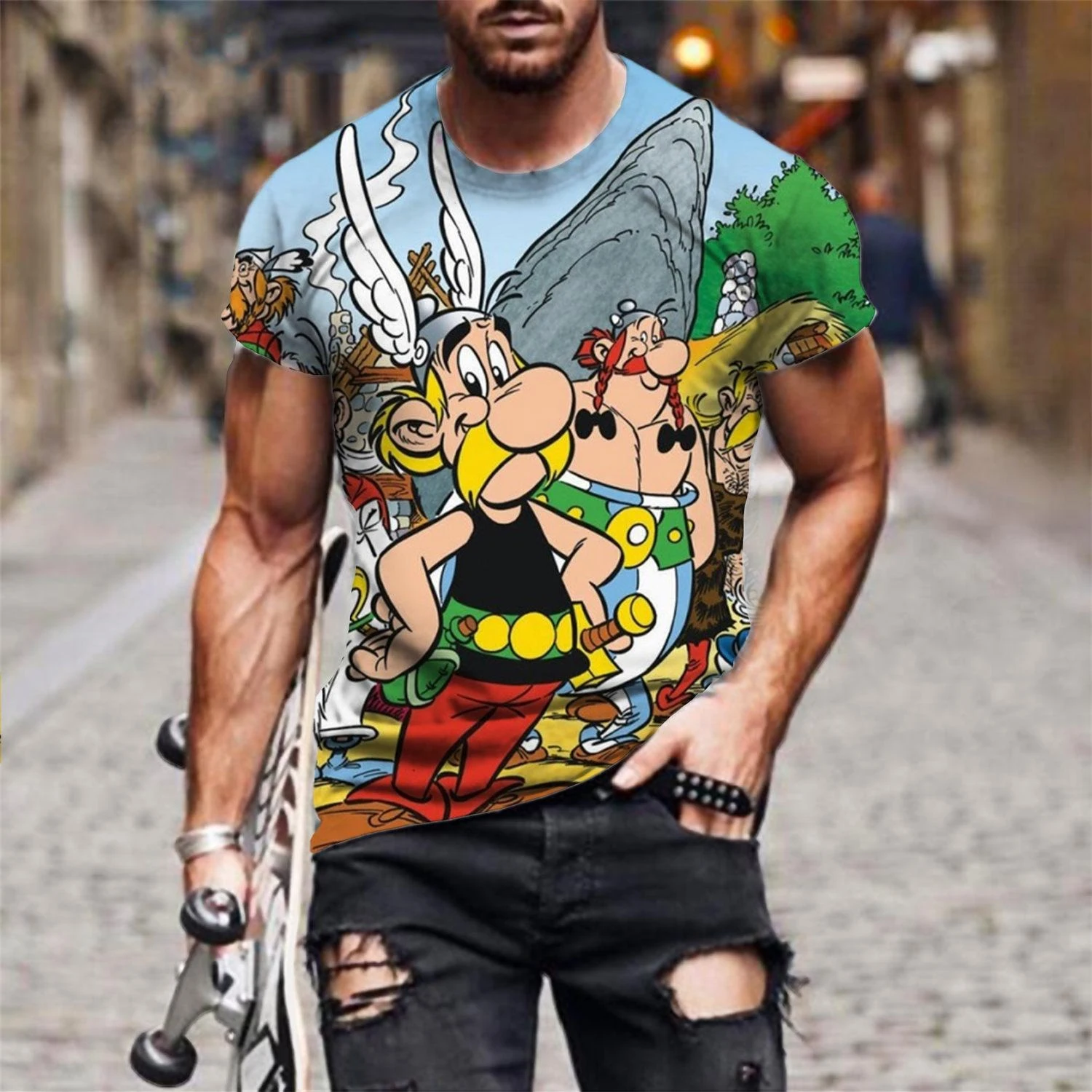 Camiseta con estampado 3D de Asterix y Obelix de dibujos animados de Anime nuevo, camisetas de manga corta para hombres y mujeres, camisetas Harajuku de gran tamaño, camisetas, ropa para niños