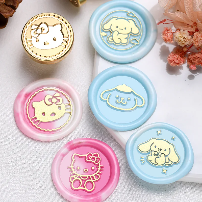 Sanrio Cinnamoroll Kuromi Cartoon Metal Wax Seal Embossed Stamp Head Seal Metal Wax Seal Embossed Stamp Head Girls Gifts