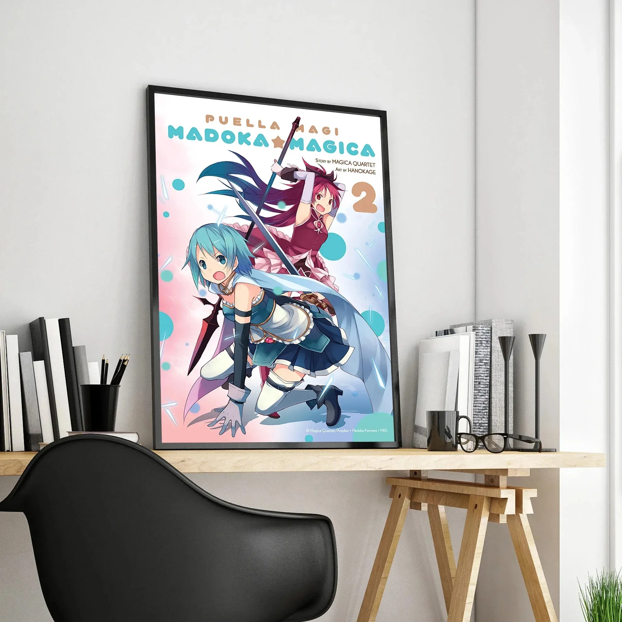 Puella Magi Madoka Magica Poster Cartoon Anime Manga Magazine Cover Girl Aesthetic Canvas Print Art Home Wall Kawaii Room Decor