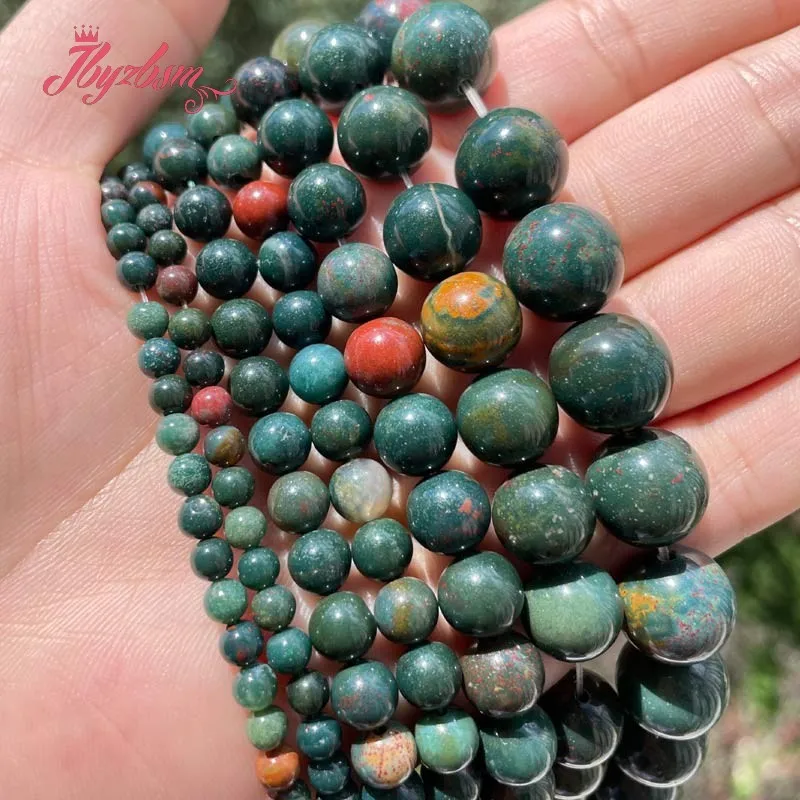 

Natural Bloodstone Heliotrope Round Smooth Loose 4/6/8/10/12MM Stone Beads For DIY Necklace Bracelets Jewelry Making Strand 15"