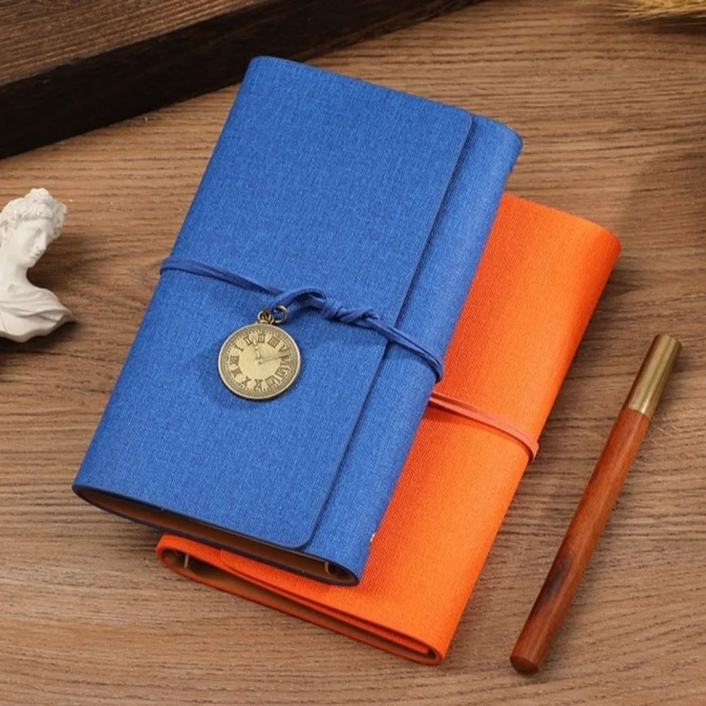 Stationery A6 Journal Notebook Retro Clock Pendant Vintage Loose Leaf Binder 6 Ring Refillable Pocket Planner Business Office