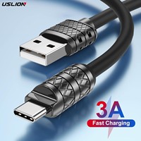 USLION 18W USB Type C Cable Cord 3A Fast Charging Cable For Xiaomi 13 12 poco f5 Data QC 3.0 USB C Cable For Iphone 15 pro