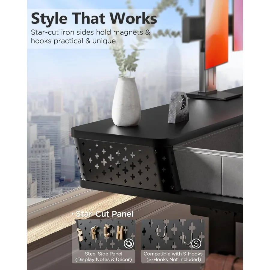 48x24 Ih مكتب قائم مع أدراج مزدوجة CClamp Mount متوافق مع الكهربائية قابل للتعديل ارتفاع الكمبيوتر مكاتب الوقوف المنزل Offi