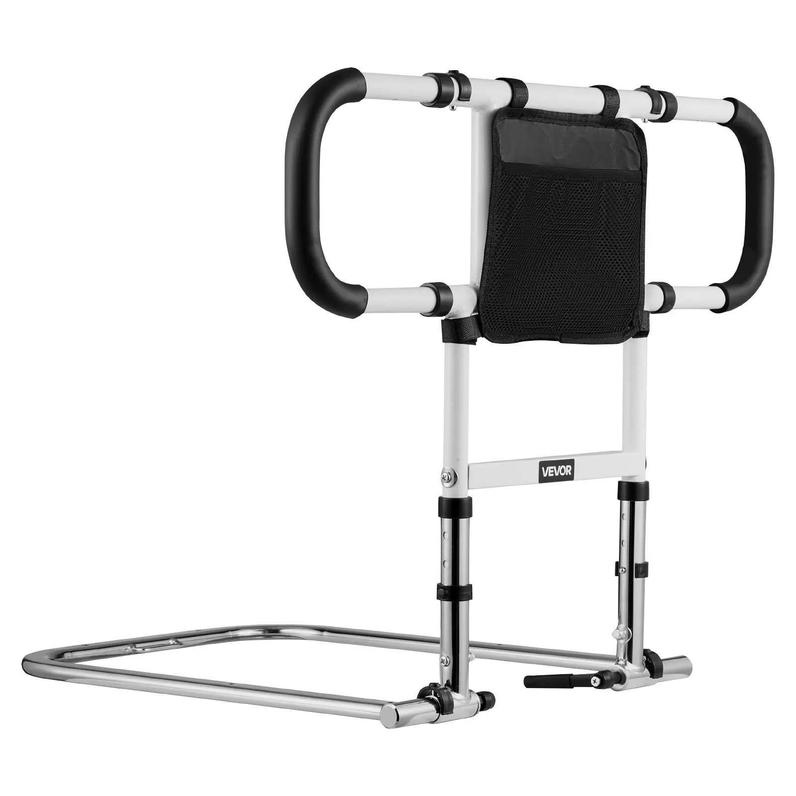 

Bed Rail For Elderly, Foldable & Extendable Bedside Assist Rail With Side Handles & PU Handrail, Adjustable Height Carbon Steel