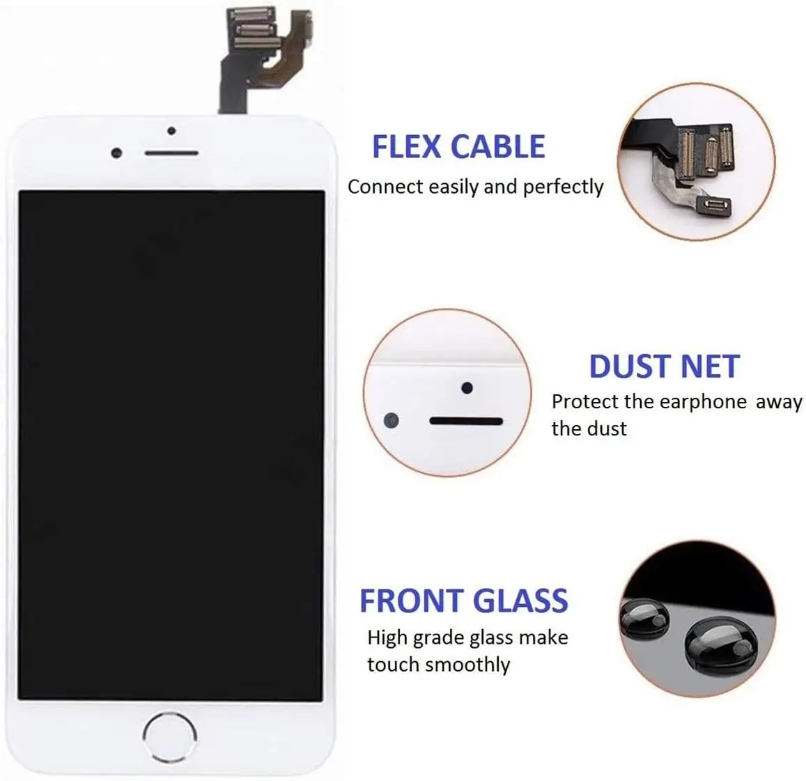 For iPhone 6 (4.7 Inch) (A1549, A1586, A1589) Screen Replacement LCD Digitizer Assembly Touchscreen Free Tools