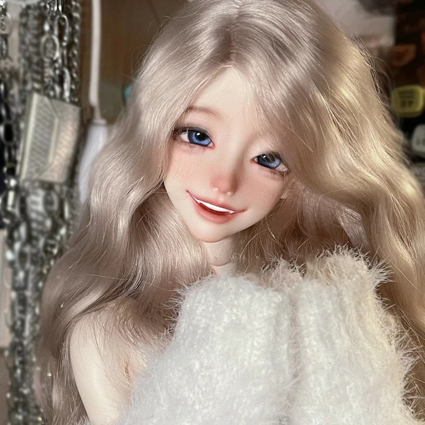 

1/4 BJD Doll Head With Girl Body No Makeup Resin 1/4 BJD Doll Smile NudeDoll Ball Jointed Dolls Without Makeup