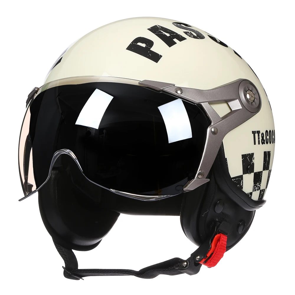 BLD Neue Open Face 3/4 Motorrad Helm Retro Motorrad Helme Vintage Chopper Capacete De Moto Bike Roller Mit Für Männer Frauen DOT 6
