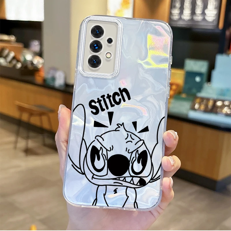 Cute Cartoon Disney Stitch Phone Case For Samsung Galaxy S25 S24 S23 S22 S21 Plus Ultra A73 A72 A71 A55 A54 A53 Protective Cover