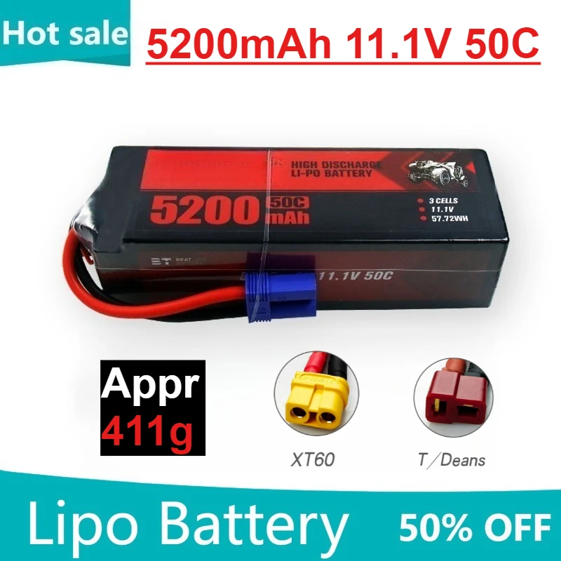 

High Quality Drones Battery 5200mAh 11.1V 3S 50C for Model Airplane Car Model RC Helicopter Quadcopter FPV Racing Drone Parts