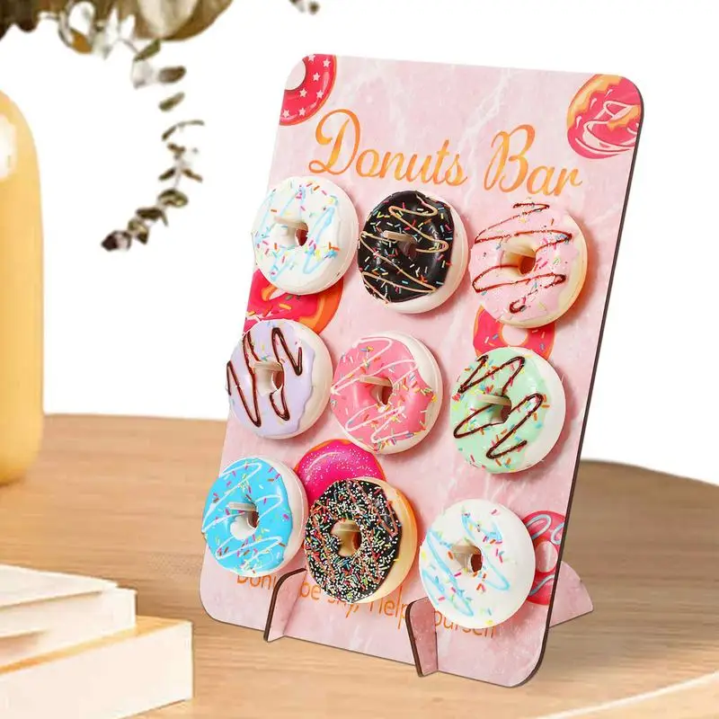 Wood Donuts Wall Display Stand Doughnuts Board Holder Reuseable Wedding Parties Birthday Parties Table Decorations Supplies