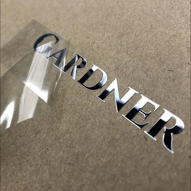 3d Transfer Stickers Personaliseren Logo Custom Metalen Shine Brief Overdracht Labels Custom Sticker