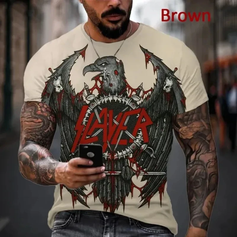 New Heavy Metal Rock Band Slayer Print T-shirts 3D Men\'s Hip Hop Style Short Sleeve Tee Shirt  Casual Youth personality Clothing