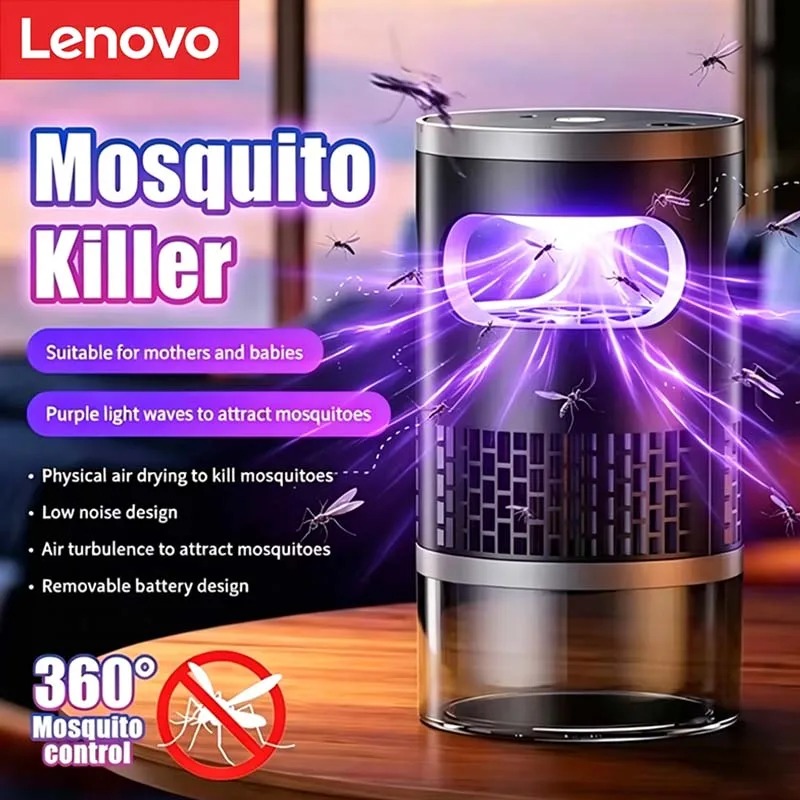 Lâmpada Elétrica USB Mata Mosquitos Lenovo, Armadilha UV para Insetos, Capturador de Moscas e Mosquitos para Casa, Quarto e Escritório - Novo