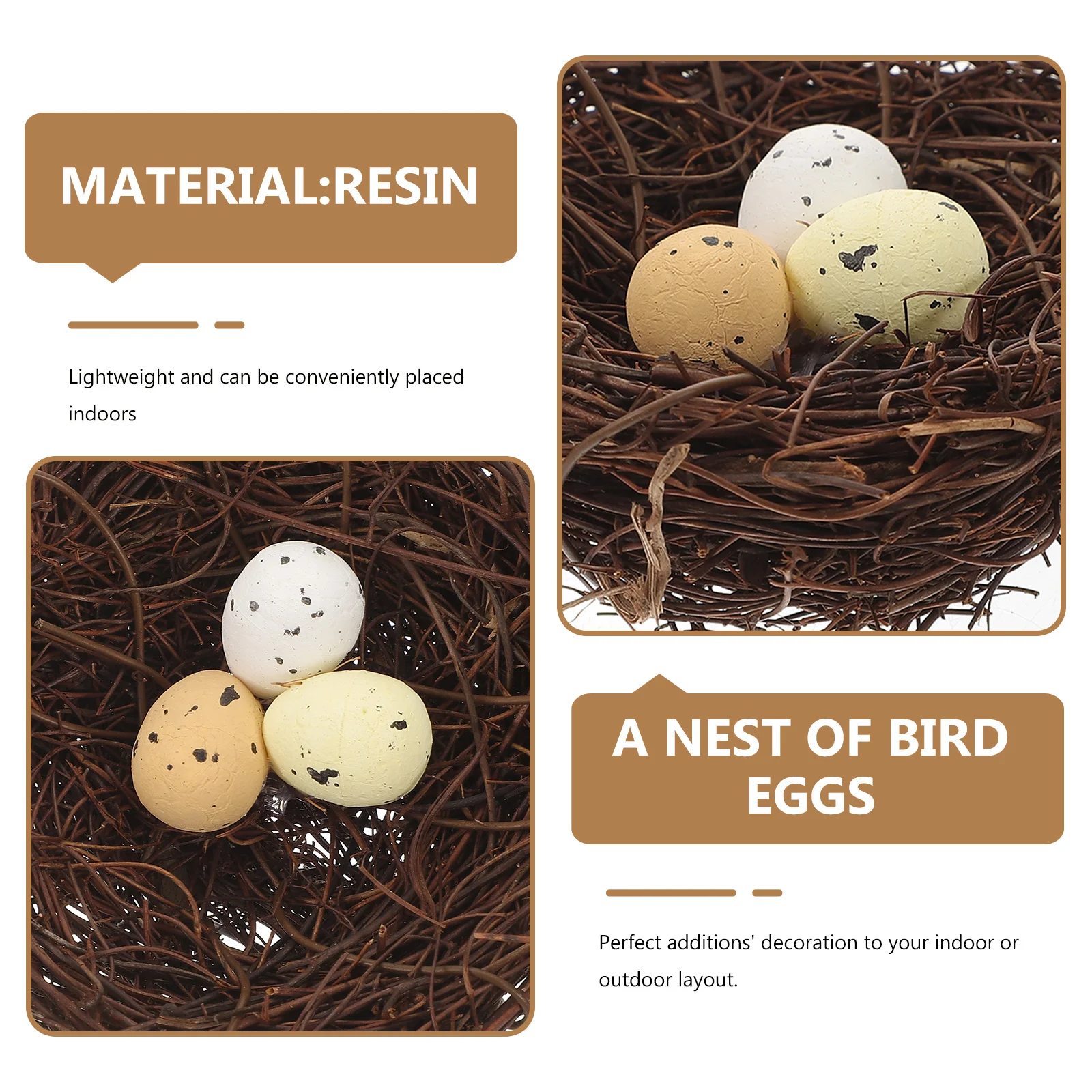 

5pcs Plastic Table Decor Artificial Bird Nest Resin Simulation Eggs Garden Home Decor Ornament Birds Nest For Outdoor Indoor
