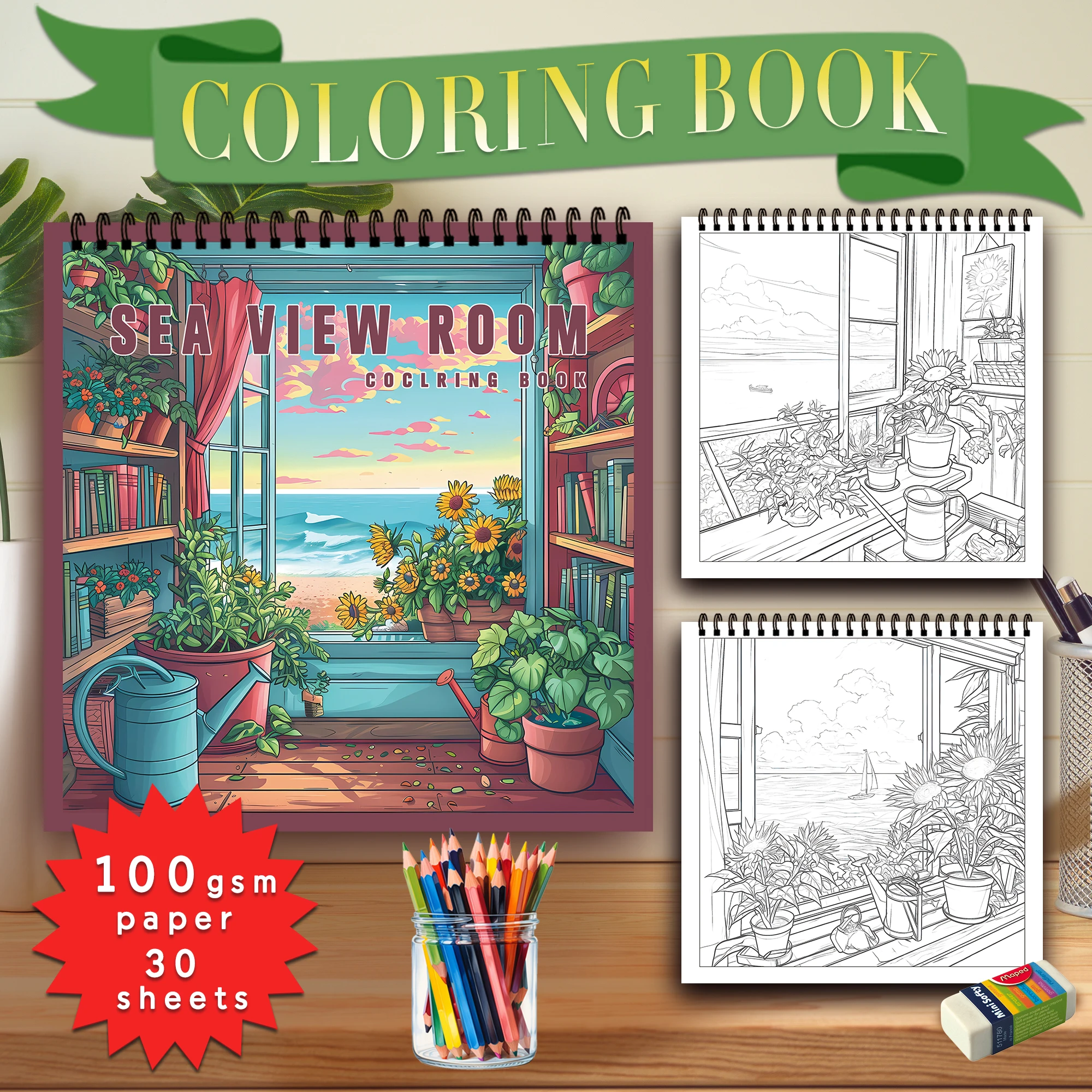 1pc, Teen Colouring Book - 30 Sheets 8.3x 8.3in Suitable for Stress Reduction, Emotional Relaxation, Christmas Halloween