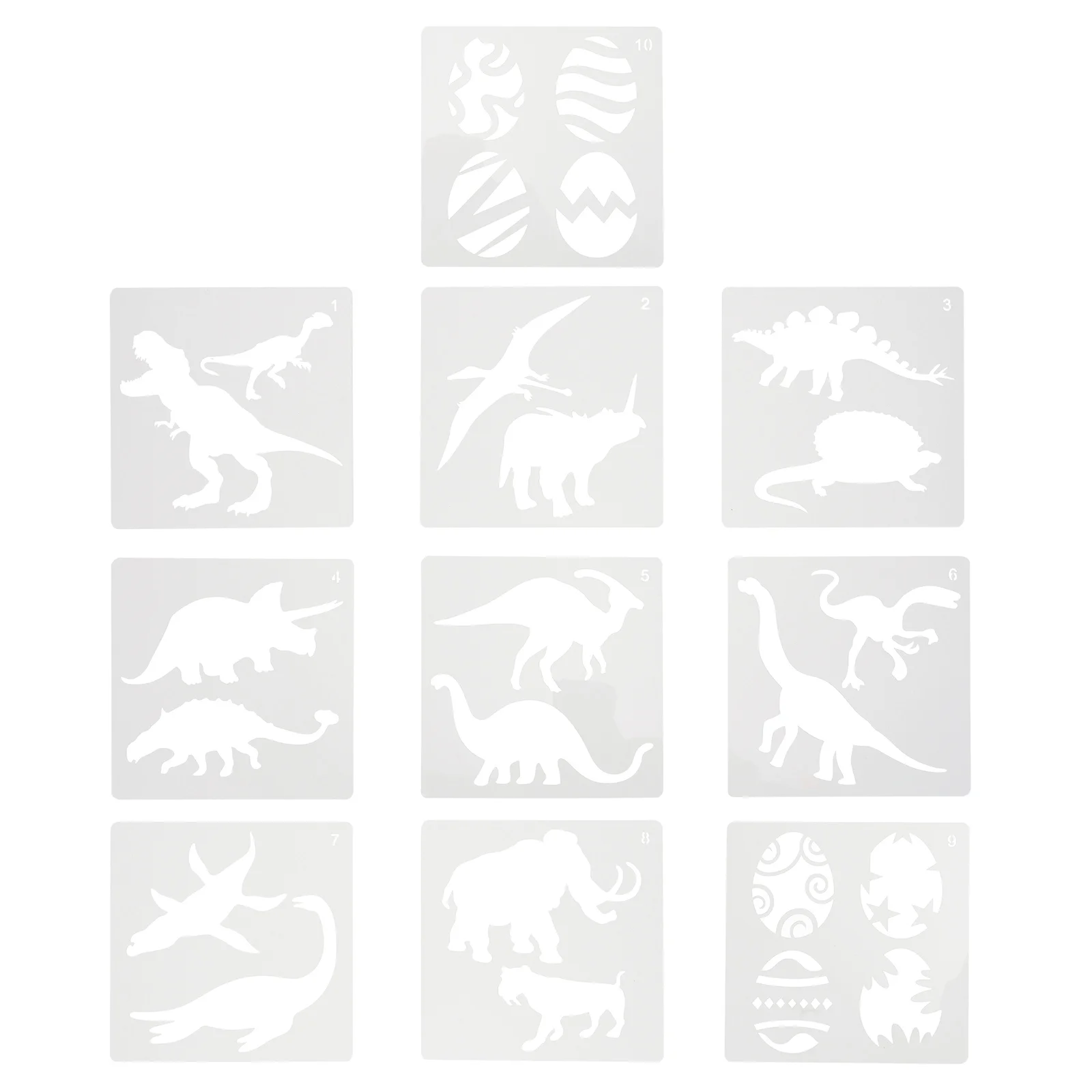 

10 PCS Stencil for Sidewalk Chalk Dinosaur Template Stencils Reusable Paint Craft Child