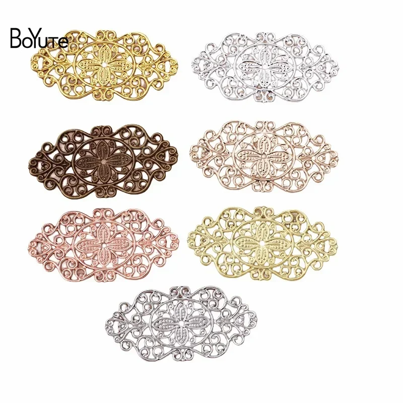 BoYuTe (30 Pieces/Lot) 28*56MM Metal Brass Filigree Plate Flower Findings Diy Handmade Jewelry Materials Wholesale