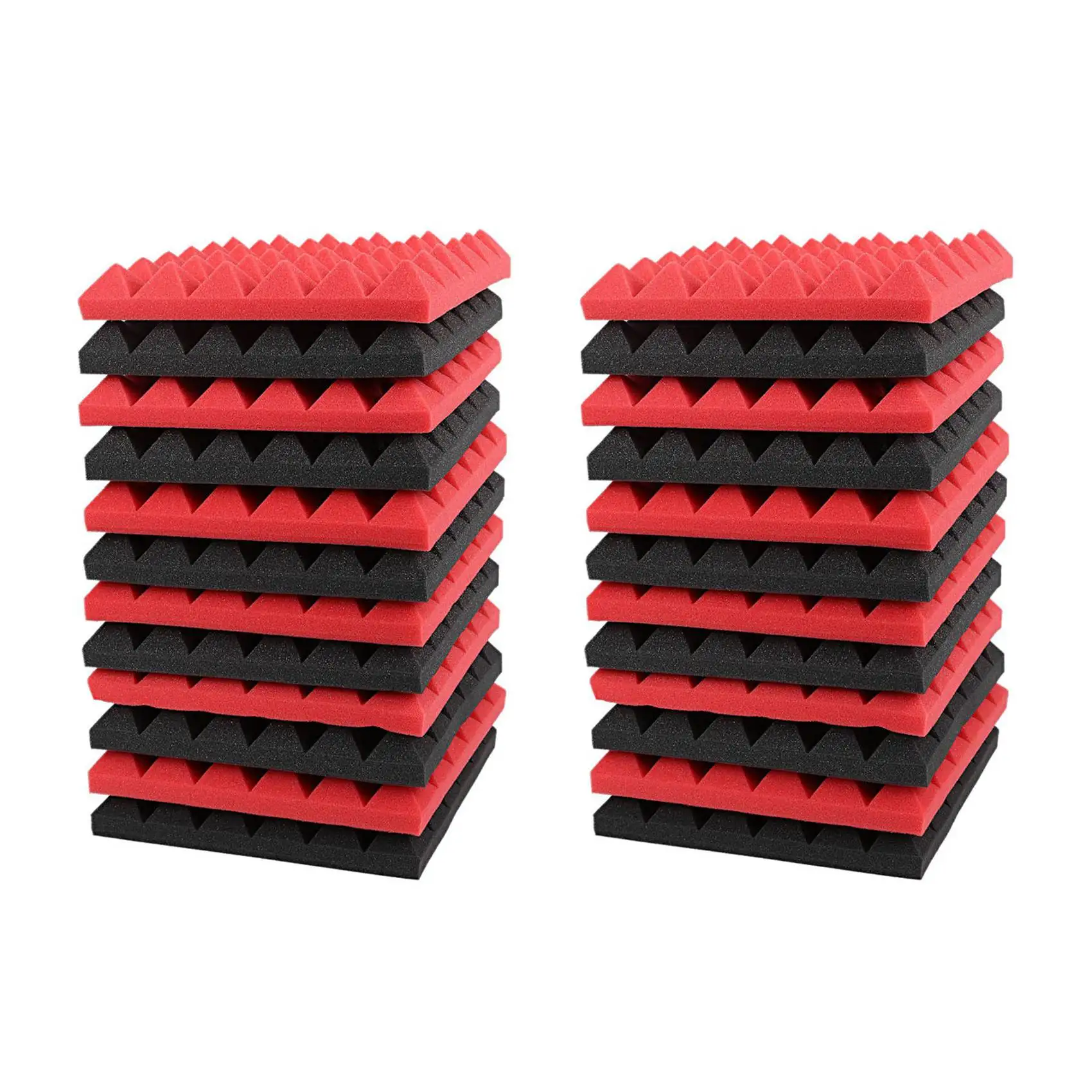 

A98E-24X Charcoal Acoustic Foam Tiles Soundproofing Foam Panels Studio Sound Padding 2 X 10 X 10 Inch(Black+Red)