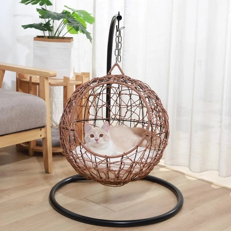 

Tear Drop Dog Cat Bed Hanging Swing Egg Pet Wicker Hammock Hanging Chair for Cats