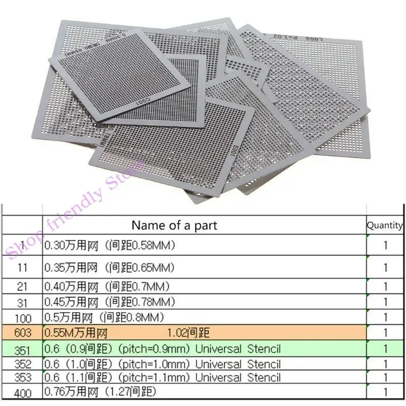 

594a 10pcs/set bga rebballing uliversal streancil шаблон для детали чипа IC компьютера