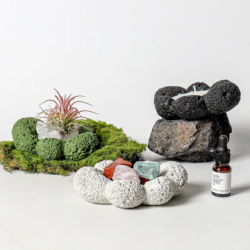 

Lava Stone Aromatherapy Tray Volcanic Rock Holder for Candle or Diffuser Mindfulness Meditation Decor Sculptural Home Accent