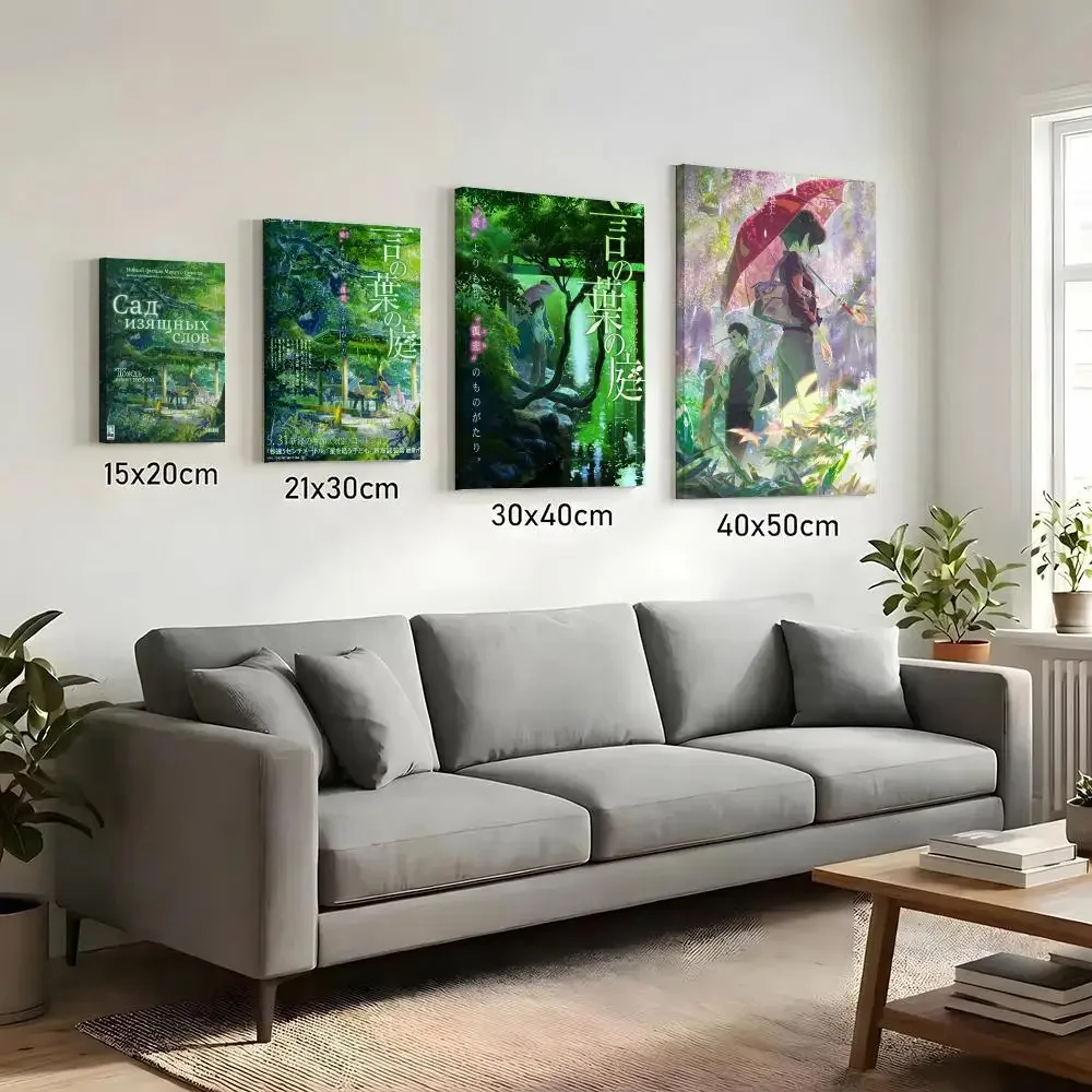 The Garden of Words Anime Painting Calligraphy HD Canvas Print Poster Wall Art | Optional Frame | Modern Hallway Decor