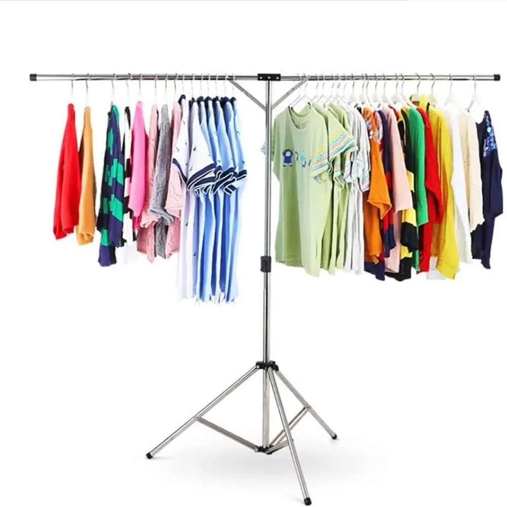 

Stainless Steel Floor-to-Ceiling Clothes Drying Rack for Indoor and Balcony Use - Simple and Portable