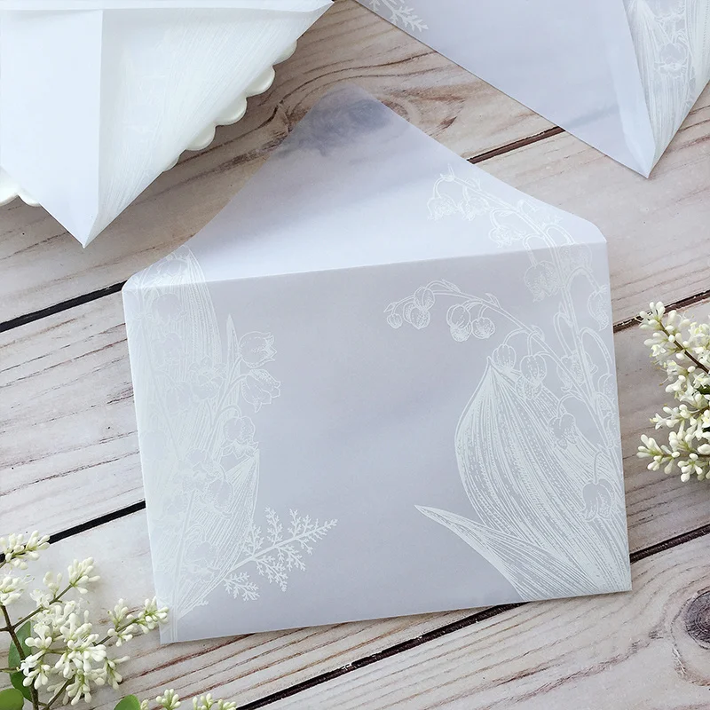 5PCS/Lot Transparent Envelope Printed Flower Floral Pattern Translucent Paper Envelopes Wedding Invitation Envelopes For Cards