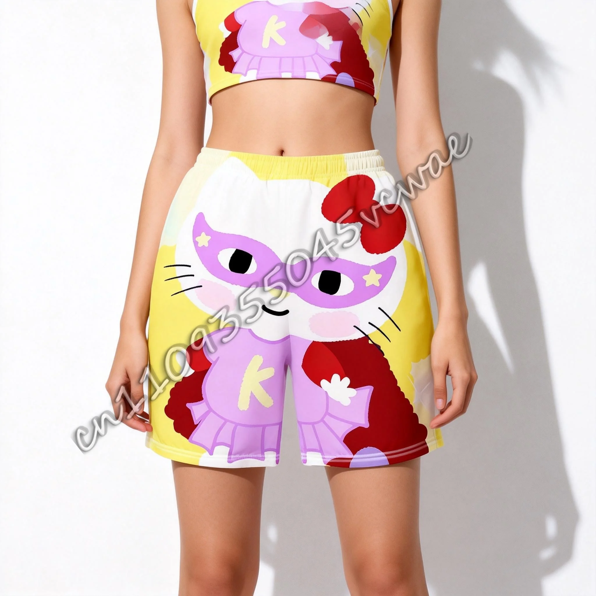 

Летняя футболка для беременных с изображением персонажей Sanrio Hello Kitty для взрослых и детей, милые и очаровательные спортивные шорты, новый стиль