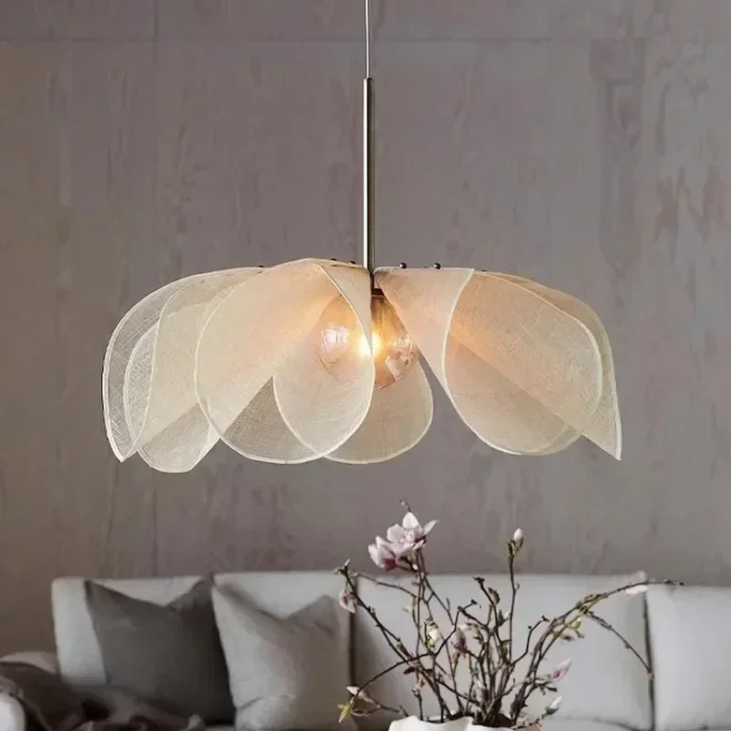 japones wabi sabi flor pingente de luz lustres pano frances para mesa jantar sala estar quarto lampadas homestay decoracao casa 01