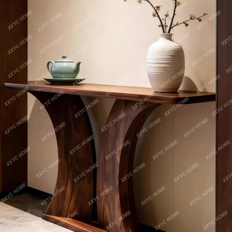 XX  new Chinese-style black walnut modern simple entrance table home club decorative table solid wood