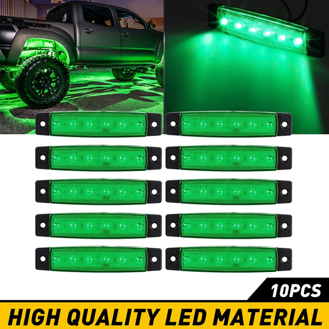 Green LED Rock Lights Underbody Wheel Light for JEEP Offroad Truck(10