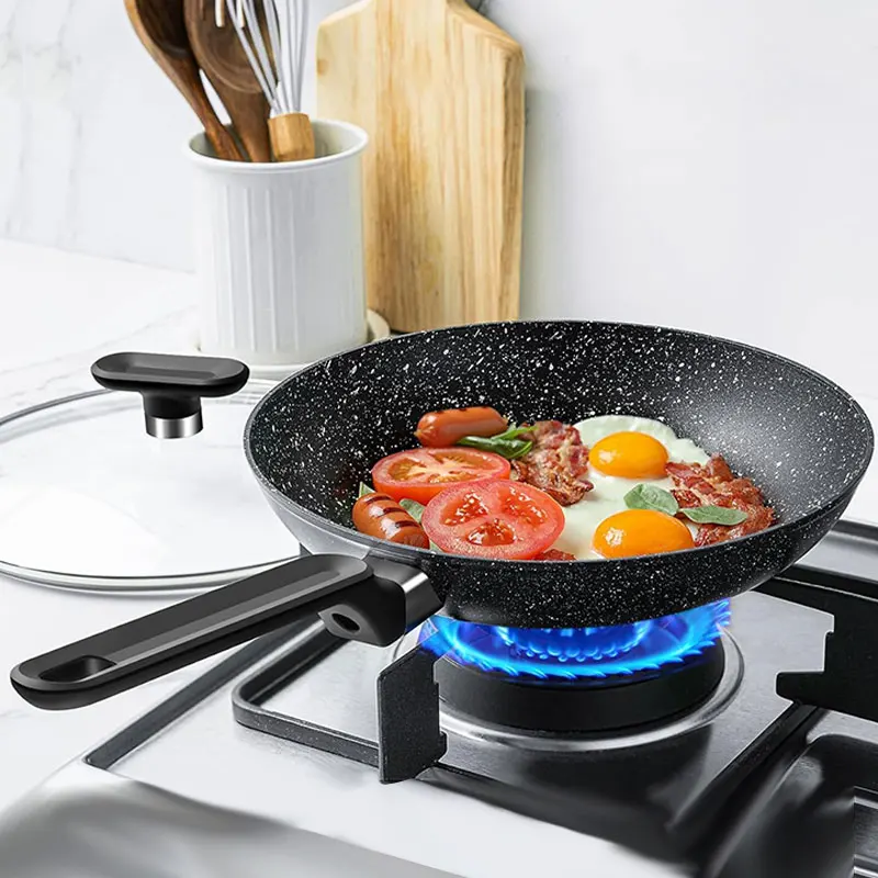 

12-inch Nonstick Frying Pan Cooking Skillet with Lid No Toxic Egg Omelette Frying Pan Wok Pan with Heat-Resistant Handle