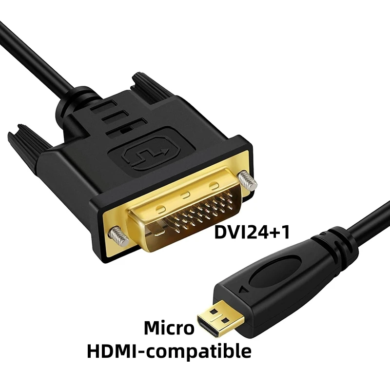 Micro HDMI-compatible to DVI-D(DVI24+1) Adapter Cable for Camera Tablet Notebook to DVI Monitor/Display/Projector