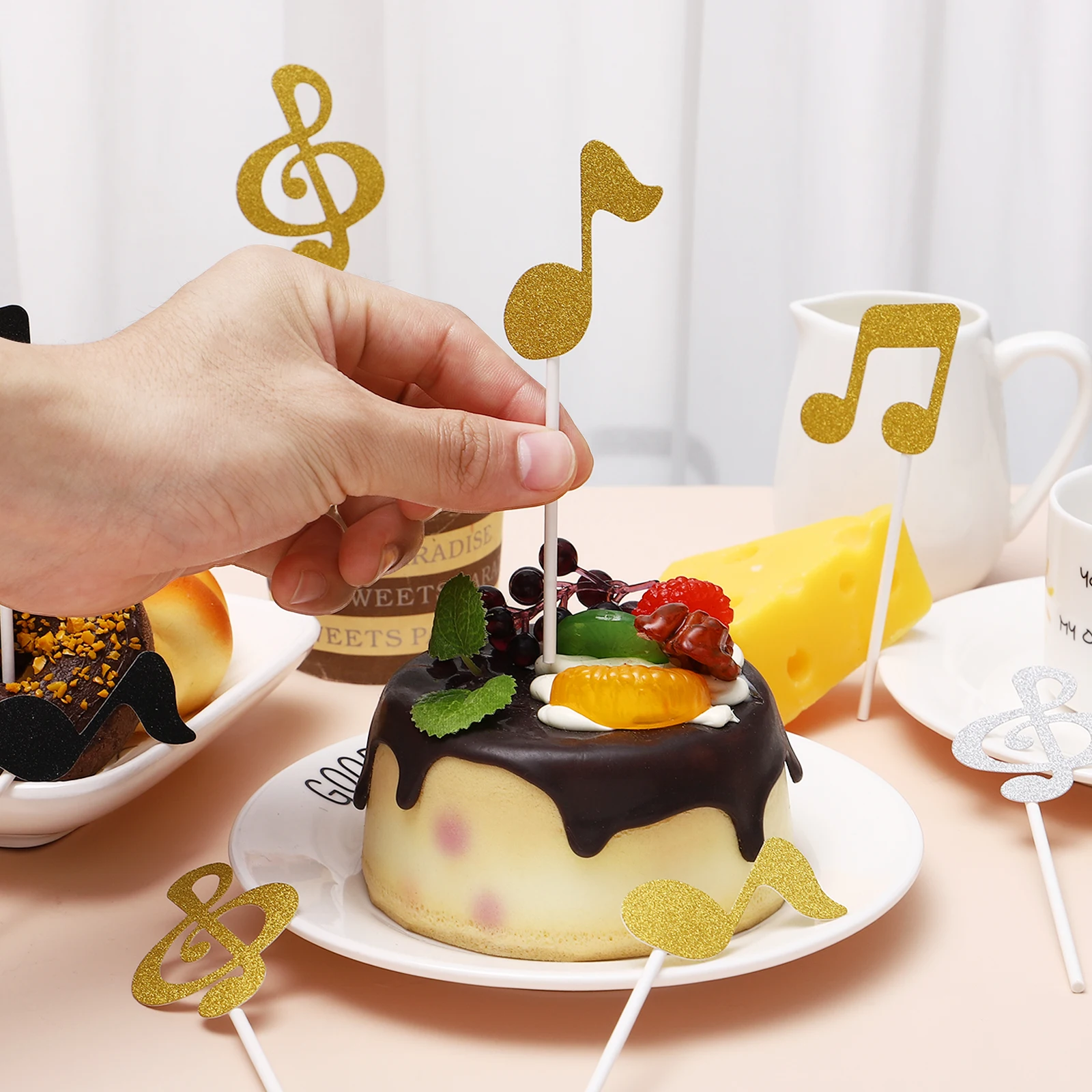

18 Pcs Music Notes Cake Topper Adorable Paper Decorations Birthday Party Wedding Festival Cake Cupcake Toppers